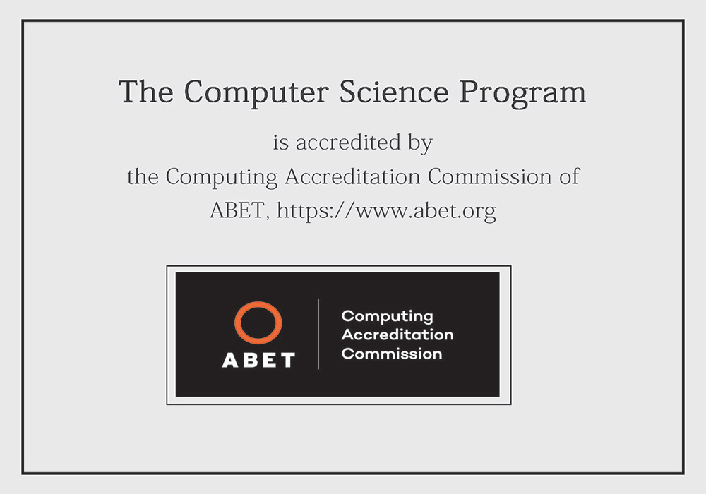 The ABET accreditation for the Computer Science extends from 2015 to 2023.